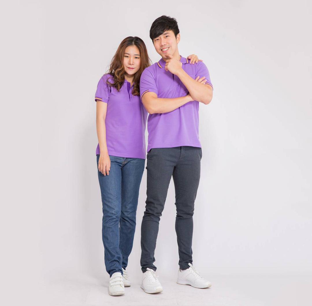 เสื้อโปโล สีม่วงอ่อน