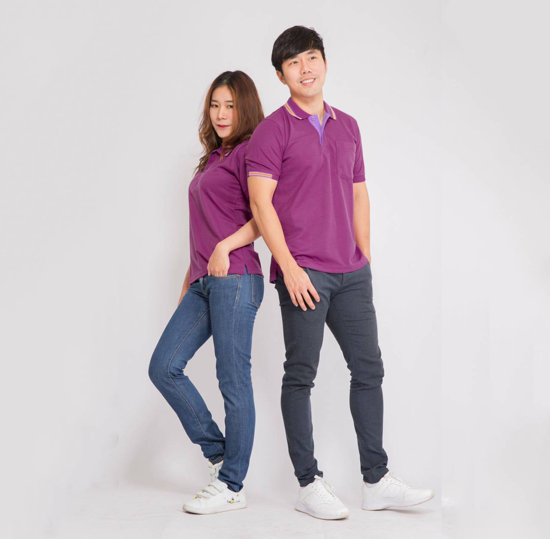 เสื้อโปโล สีม่วงมะปราง