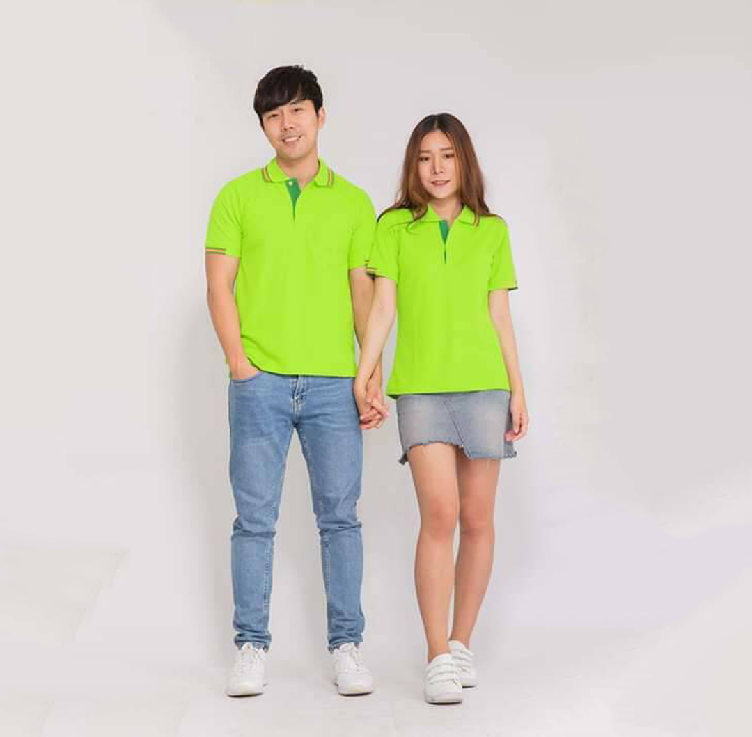 เสื้อโปโล สีเขียวใบตอง