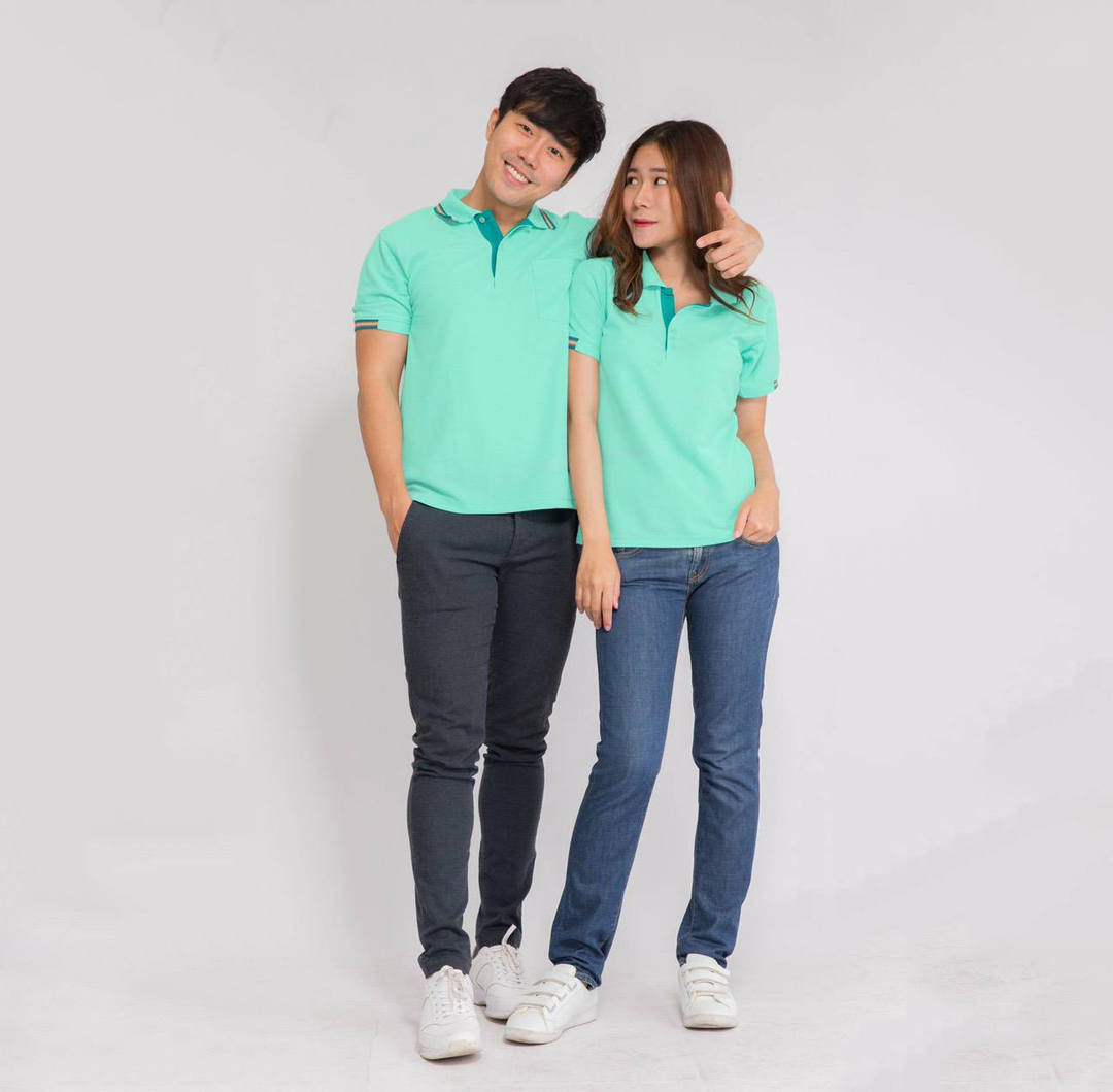 เสื้อโปโล สีเขียวมิ้นท์