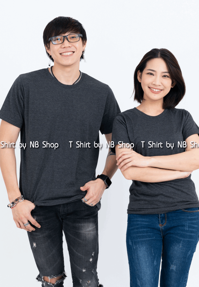 เสื้อยืด คอกลม แขนสั้น สีดำท็อปดราย