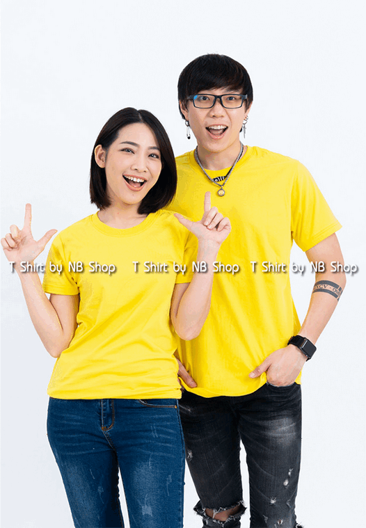 เสื้อยืด คอกลม แขนสั้น สีเหลือง