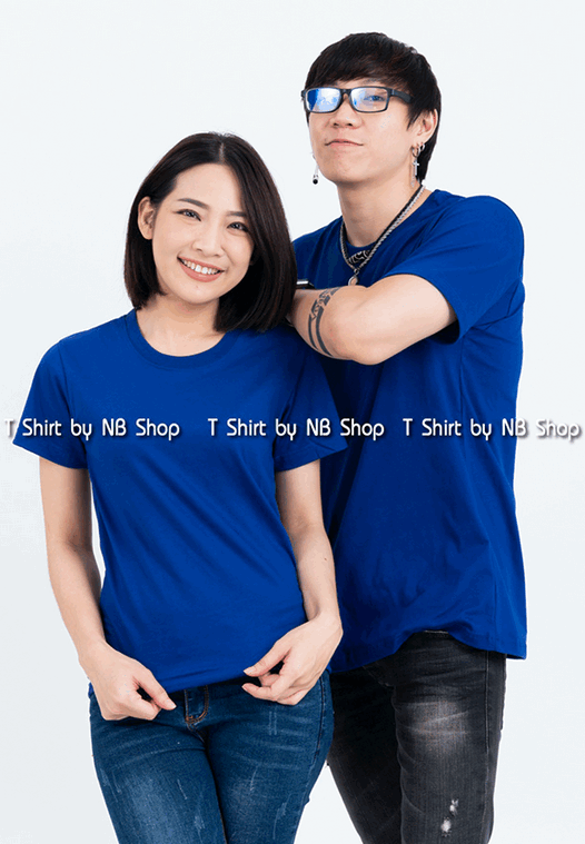 เสื้อยืด คอกลม แขนสั้น สีน้ำเงิน