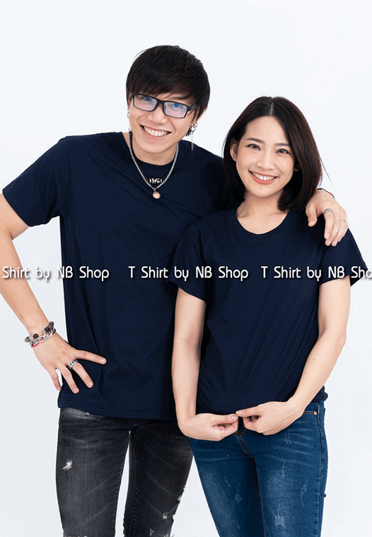 เสื้อยืด คอกลม แขนสั้น สีกรมท่า