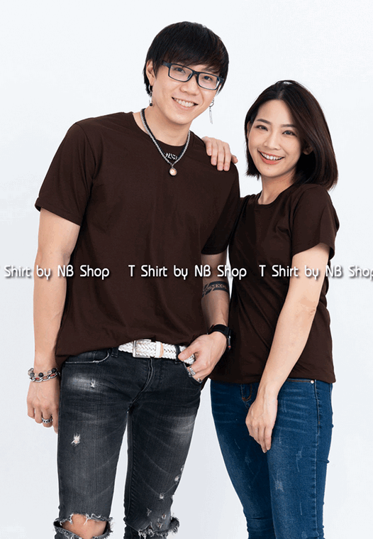 เสื้อยืด คอกลม แขนสั้น สีน้ำตาล