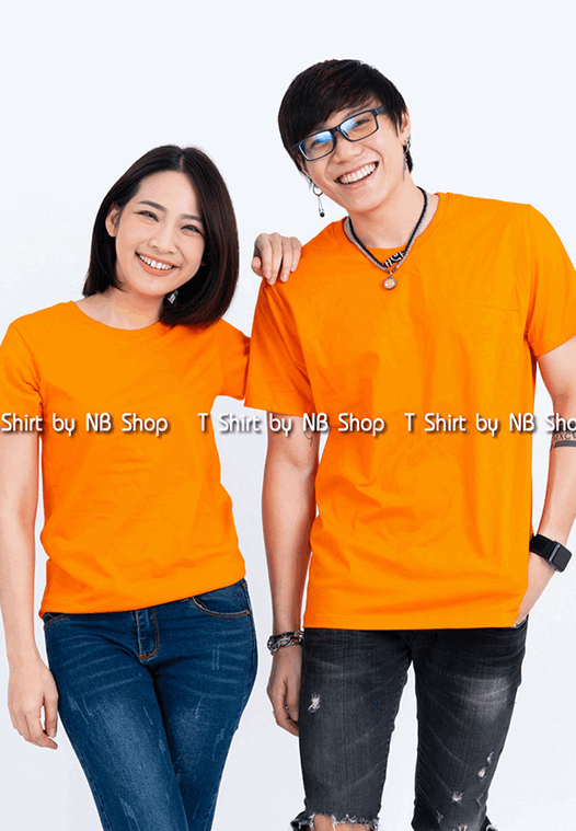 เสื้อยืด คอกลม แขนสั้น สีส้ม