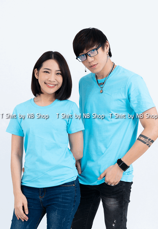 เสื้อยืด คอกลม แขนสั้น สีเขียวพาสเทล