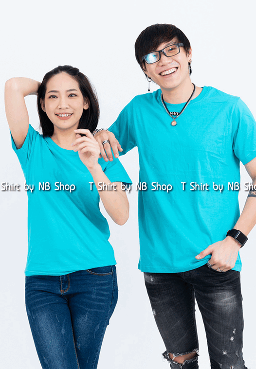 เสื้อยืด คอกลม แขนสั้น สีเขียวมิ้นท์