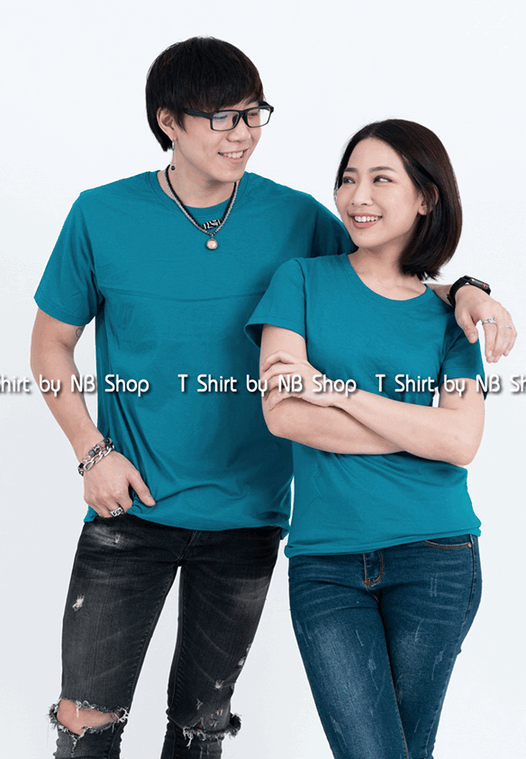เสื้อยืด คอกลม แขนสั้น สีเขียวหยก